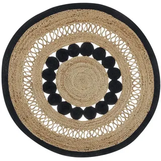 Beliani Teppich geflochten Yozgat 120/120 cm , Beige , Naturmaterialen , Rund , 120x120 cm , Teppiche und Böden, Teppiche, Webteppiche