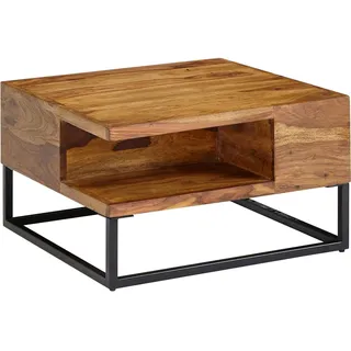 FineBuy Couchtisch Braun Sheesham 60 x 60 x 34,5 cm