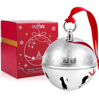 2023 Weihnachtsglocke Ornamente für Weihnachtsbaum, Schlittenglocke Dekoration Silber Glocke Ornament Jahrestag Andenken Gravierte Feiertagsglocke
