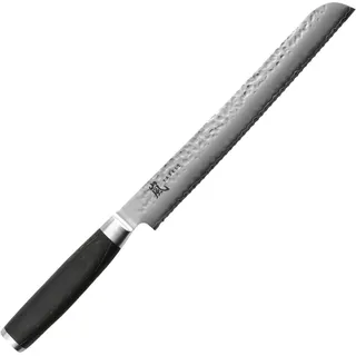 Yaxell Taishi Brotmesser 23 cm, Japanisches Brotmesser mit Hammerschlag-Finish, VG10 Damaststahl, Pakkaholz Griff, Sägemesser für Brot, Brötchen und Gebäck