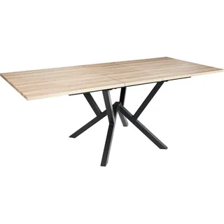 BELIANI Ausziehbarer Esstisch Hellbraun MDF Platte Eisen Beine Rechteckig Modernes Design Industrial Style Esszimmertisch - Braun, Schwarz