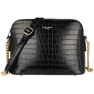 David Jones - Damen Krokodil Umhängetasche - Kroko PU Leder Kleine Handtasche Frau - Kette Tasche Crossbody Bag Abendtasche - Schultertasche Reißverschluss - Elegant Mode Clutch Party Handy - Schwarz