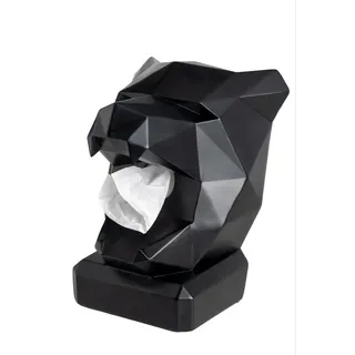 NEUSTEIN Panther Taschentuchbox Taschentuchspender Panther-Kopf schwarz Design Figur Taschentuchhalter für Küche, Bad, Esszimmer und Schlafzimmer 21 x 23 x 30cm stabil schwer