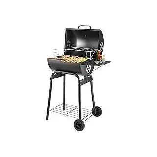 Holzkohlegrill Grillwagen - Kohlegrill Griff, Grillrost und Thermometer, Holzkohlegrills Mit Deckel | Smoker Grill Holzkohles Holzkohlegrill groß, BBQ Grill Gartengrill Holzkohle