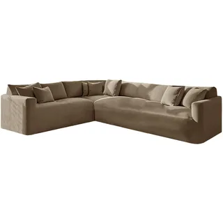 KYJSW Ecksofa üBerzug Stretch Samt (Khaki,6 Seat-2C3 3 PCS) | Sofabezug L Form 1/5/6/7 Sitzer Sofa üBerzug Anti-Rutsch Waschbar Elastischer Sofahusse Für Wohnzimmer