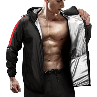 RDX Schwitzanzug Zum Abnehmen, Saunaanzug REACH OEKO TEX 100 ZERTIFIZIERT, Kapuzen Anzug Sauna Suit Sweatanzug Sportanzug Trainingsanzug Thermo Sweatsuit Boxen MMA Gym Fitness Laufen Herren Damen