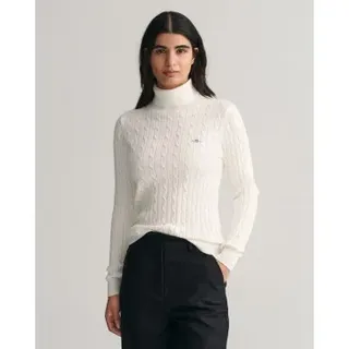 Gant für Damen. 4800102 Achten gestrickter Pullover mit Schwanenhals aus weißer Stretch-Baumwolle (XL), Lässig