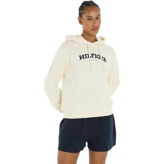 Tommy Hilfiger Damen Hoodie mit Kapuze, Weiß (Calico), XS