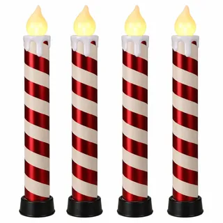 XXL Zuckerstange Kerze 83cm 4x Candy kerze LED beleuchtet Weihnachtsdeko groß