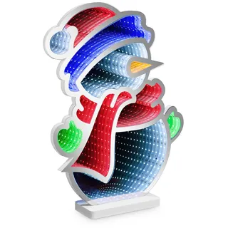 IDENA LED Infinity Mirror Schneemann, 35x8x45cm für Innen, mit Netzteil und 3 m Zuleitung