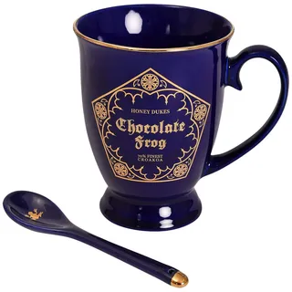 Elbenwald Harry Potter Sammel Tasse Schokofrosch Motiv mit Löffel 270 ml Keramik blau