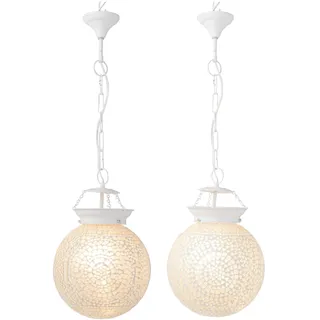 J-Line J-Line Eki Mosaik-Hängeleuchte - Glas - Weiß - Klein - 2 Stück - Weiß