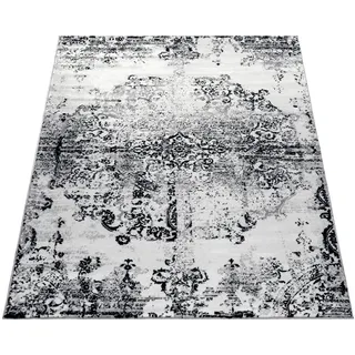 Paco Home Teppich Wohnzimmer Teppiche Ornamente Vintage Optik Schwarz Weiß, Grösse:60x100 cm