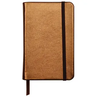 Clairefontaine 400098C Notizbuch (mit Perlmutt-Effekt mit festem Deckel aus Leder, DIN A6, 10,5 x 14,8cm, 72 Blatt, blanko, Gummizugverschluß, Lesezeichen) 1 Stück orange