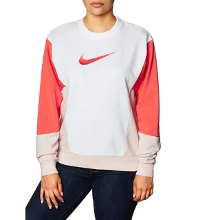 Nike Damen Long Sleeved T-Shirt W NSW Crew HBR FT CB, White/Magic Ember/Barely Rose, XL, CK1402