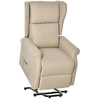 Homcom Fernsehsessel mit Aufstehhilfe Leinen 94 x 111 x 74 cm Beige elektrisch