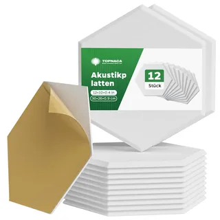 Topnaca 12 Stück Groß selbstklebend Pinnwand Modern, Weiß Sechseck Korkplatte Alternativen für Notice, Memo, Bilder, quadratisch & rahmenlos Pinwand für Büro