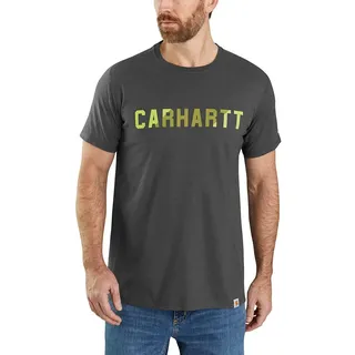Carhartt Carhartt Force Relaxed Fit Mittelschweres Kurzarm-T-Shirt mit Blocklogo-Grafik für Herren, Grau, M