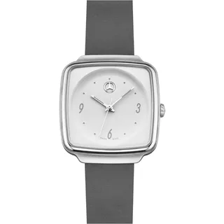 Mercedes-Benz Original Damen Armbanduhr "Modern" Edelstahl/Leder Silber/Schwarz