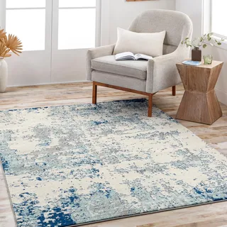 Livabliss Moroni Wohnzimmer modern – Abstrakt Design in Marmor Optik für Wohnzimmer 160x220 cm, Esszimmer, Schlafzimmer – Marmor Look, weicher Kurzflor in Weiß, Safran, Rosa, Blau