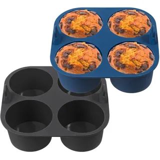 webake Groß Muffin Silikonform für Heißluftfritteuse 2 Stück 8cm Air Fryer Silikon Muffinform Airfryer Backform Muffinförmchen Cupcake Förmchen für Cupcakes, Kuchen, Pudding