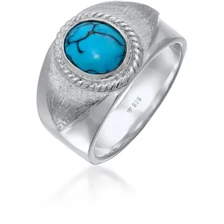 Siegelring KUZZOI "Ring Herrren Siegelring Türkiser Howlith 925 Silber" Gr. 62, silber, Fingerringe, Herren, 62, ohne Stein, Silber 925 (Sterlingsilber), 12mm, Siegelring