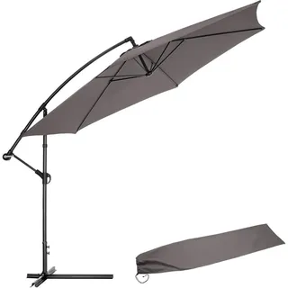 tectake Sonnenschirm Ciccio, inklusive Schutzhülle, grau , Grau , Textil , Rund , 350x350 cm , Sonnenschutz, Sonnenschirme