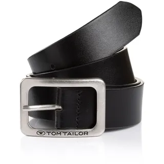 Ledergürtel TOM TAILOR "TTEVE", Damen, Gr. 100, schwarz, Rindsleder, unifarben, Gürtel Ledergürtel, 4 cm breiter Damen Ledergürtel, kalssiches Must-Have