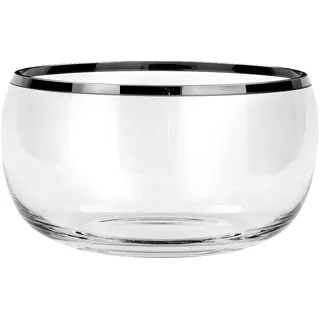 Fink Glasschale mundgeblasen aus der Platinum Kollektion in der Größe 24cm, ideal als Tischdeko oder Obstschale, Silber