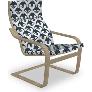 ABAKUHAUS Pinguin Poäng Sessel Polster, Baby-Vögel Gesicht Muster, Sitzkissen mit Stuhlkissen mit Hakenschlaufe und Reißverschluss, Schiefer-Blau Baby Blue