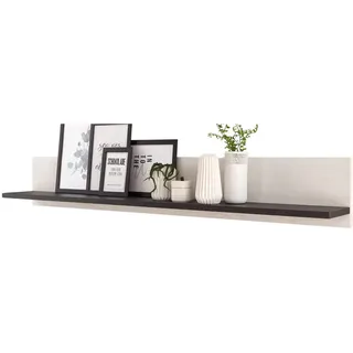 Furn.Design Wandboard weiß Pinie, anthrazit, Landhaus, Wandregal 160 cm Bücherregal Stove , Holzwerkstoff , Nachbildung,Pinie , 160x30x22 cm , FSC 100% , Wohnzimmer, Regale, Wandboards