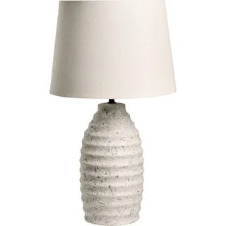 BELIANI Tischlampe Cremeweiß Keramik mit Kunstleinen Stoffschirm Stein Optik Moderner Stil Wohnzimmer Schlafzimmer Flur Nachttischlampe Tischleuchte - Weiß