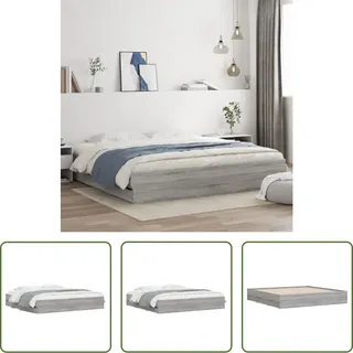 The Living Store Bettgestell mit Schubladen Grau Sonoma 160x200 cm Holzwerkstoff - Grau