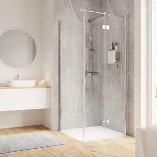 Schulte Drehfalttür und Seitenwand links 90 x 90 x 200 cm Garant 2.0 Chromoptik Türanschlag rechts