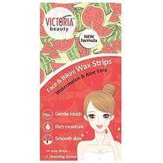 Victoria Beauty - Kaltwachsstreifen für Gesicht und Bikini, Wachsstreifen Haarentfernung, Wax Strips für Frauen mit Wassermelone und Aloe Vera, Wachs Haarentfernung, Enthaarungswachs (1 x 20 Stk.)