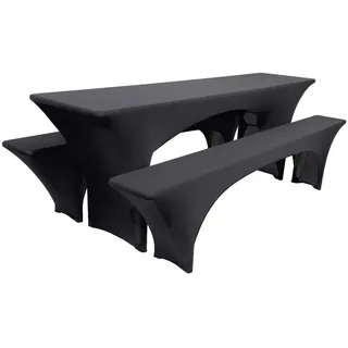 Beautissu Biertischhusse Victoria Schwarz 50 x 220 cm