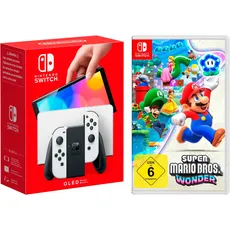 Nintendo Switch Konsolen-Set »OLED + Super Mario Bros. Wonder«, schwarz-weiß