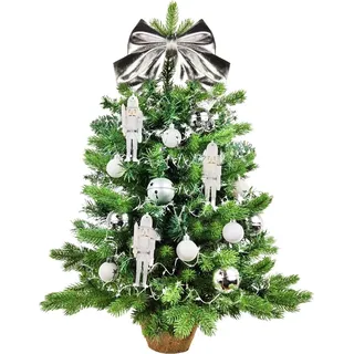 Geschmückter künstlicher Weihnachtsbaum SILVER SOLDIER 60 cm mit LED-BELEUCHTUNG IM TOPF - Bunt