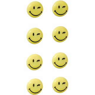 FRANKEN Happy Magnets, Magnete mit Smiley rund, 8 Stück, Hochwertige Haftmagnete für Büro, Haushalt, Werkstatt, ideal für Whiteboards, Kühlschrank, Plantafeln oder Schaukästen, 20 mm, Gelb, HM20S/8