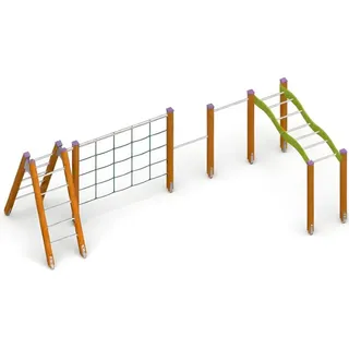 Spielplatz Kletterkombination Seilweg Übungsbrücke Abenteuerplatz Freizeitbrücke - Braun
