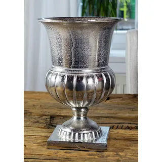 MichaelNoll Vase Blumenvase Gefäß Pokalvase Dekovase Aluminium Silber Luxus, Deko Modern, Wohnzimmer, Schlafzimmer, S 29 cm