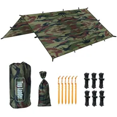 Ultraleicht 4x4 Tarp Multifunktionales Zeltplane Wasserdicht mit ösen Schutz Sonnensegel für Hängematte,Wandern Picknick Outdoor