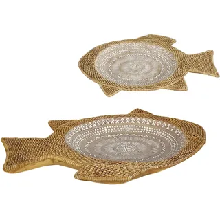 Romimex Tischdekoration, Beige, Natur, Fisch, 23 x 4 x 37 cm, Rattan