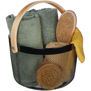 Relaxdays Drahtkorb mit Henkel Aufbewahrungskorb 28 x 28 x 18 cm schwarz/bronze