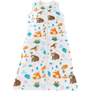 Chilsuessy Sommerschlafsack Baby Schlafsack Kleine Kinder Schlafanzug ohne Ärmel für Sommer und Frühling 100% Baumwolle (110/Baby Höhe 110-125cm, Waldtiere)
