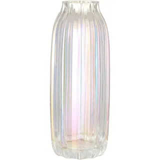 Große farbige Moderne Glasvase, irisiert, kristallklare Glasvase, 32 cm, für dekorative Heimbüro-Mittelaufsätze, Blumendekor (farbig 32 cm)