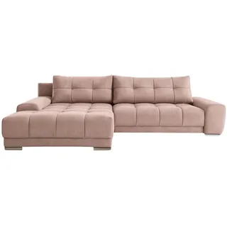 Kaiser Möbel Ecksofa Wave Mit Schlaffunktion, Stoff Soro, Rosa Links , Holz , 281x105 cm , Wohnzimmer, Sofas & Couches, Wohnlandschaften, Ecksofas