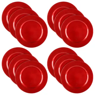 com-four® 12x glänzende Platzteller, wiederverwendbare Unterteller | edle Dekoteller für Hochzeit - Familienfeier oder Weihnachten - Ø 33 cm Servierplatten