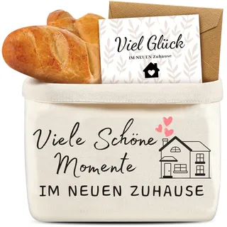 Yezirzax Brotkorb Stoff Einzugsgeschenke Wohnung, 37x25x15cm Brötchenkorb Mit Karte Und Umschlag, Einzugsgeschenk Wohnung, Einweihungsgeschenk Haus, Dekorativer Brotkorb Stoff Mit Druck