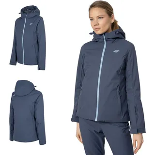 4F Winterjacke Damen Snowboardjacke Skijacke mit Kapuze Warm Winter Jacke Wassersäule 5.000 mm Winddicht Wasserdicht Blau XS - Blau